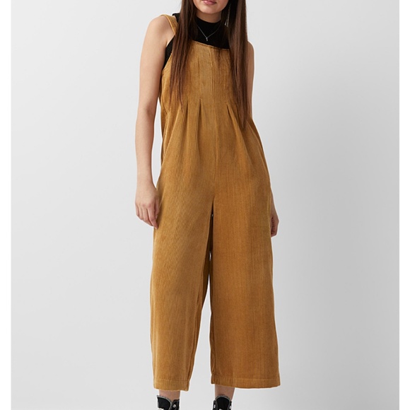 Honey brown boho loose wide leg corduroy overalls NWT - Picture 1 of 15